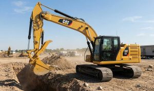CAT 323 Excavator working in field