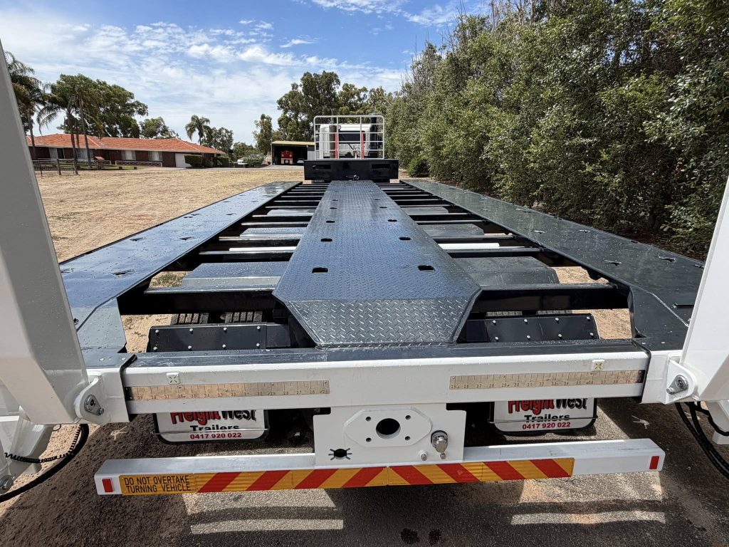 FreightWest next generation heavy duty triaxle drop deck trailer gallery showcasing multiple angles of the build and features